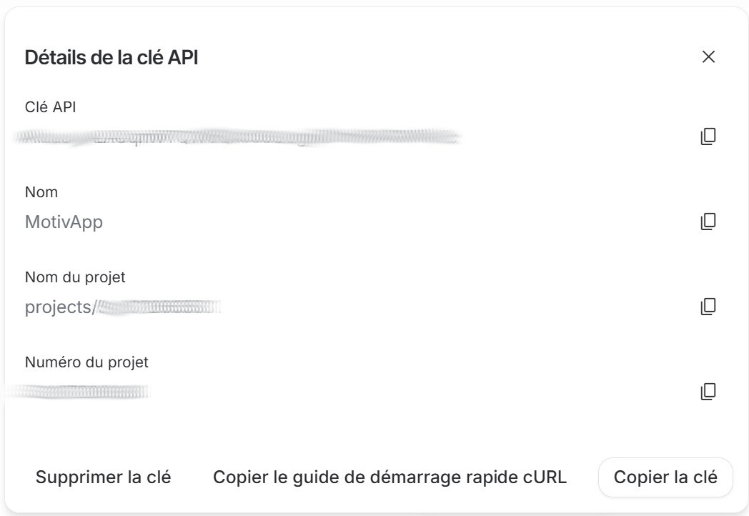 Afficher une clé API sur Google AI Studio