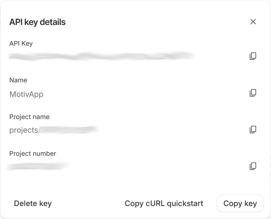 Display an API key on Google AI Studio